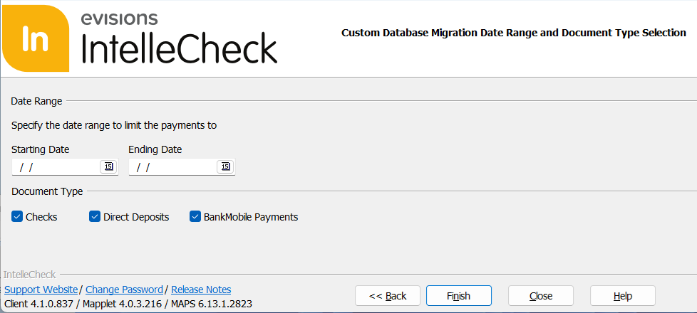 Select the date range and document type.